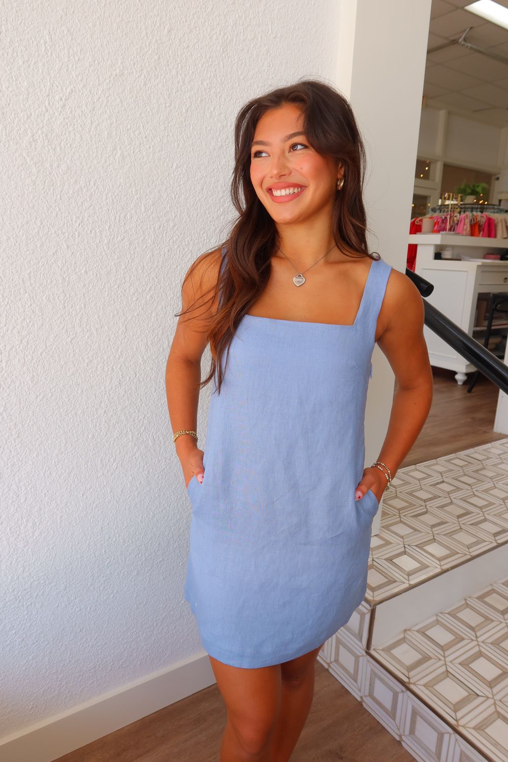 Azure Linen Mini Dress
