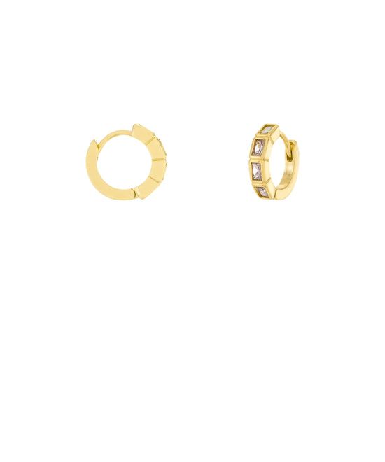 Pave CZ Baguette Huggie Hoop