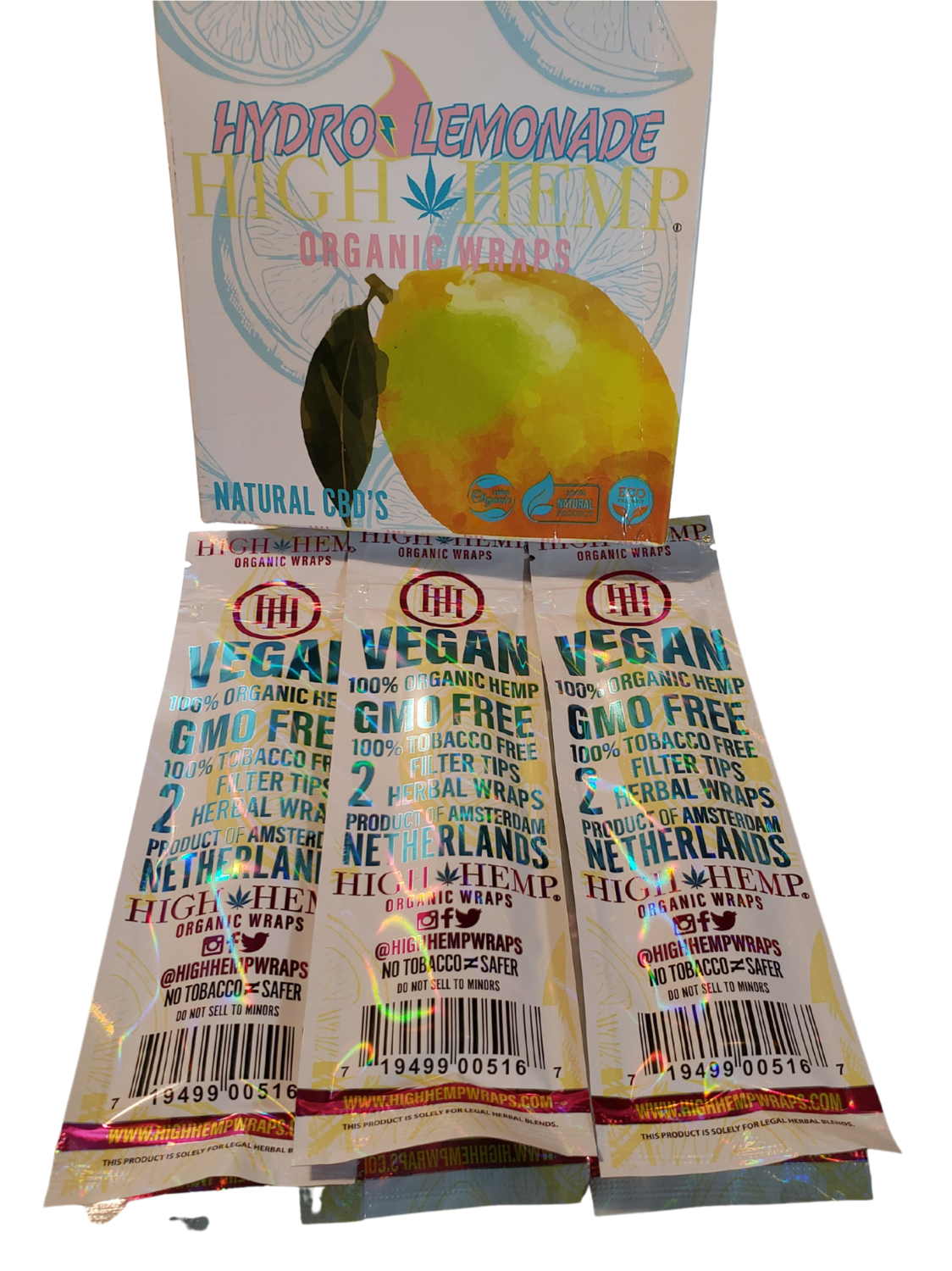 HIGH HEMP WRAPS 25ct case - HYDRO LEMONADE 2pck