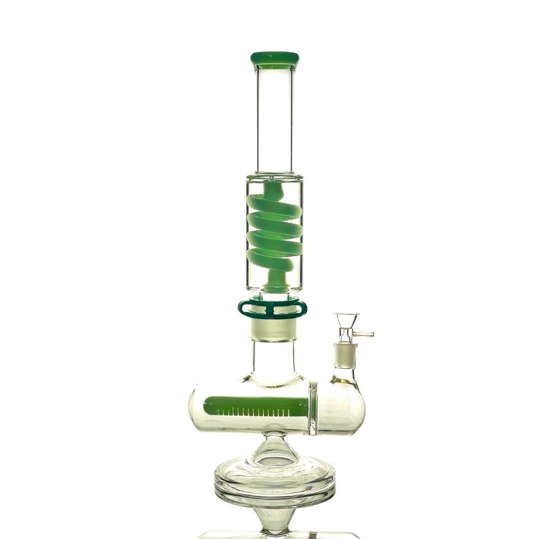 14&quot; DETACHABLE GLYCERINE COIL WATER PIPE w/ INLINE BASE- JADE GREEN