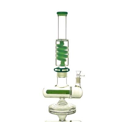 14&quot; DETACHABLE GLYCERINE COIL WATER PIPE w/ INLINE BASE- JADE GREEN