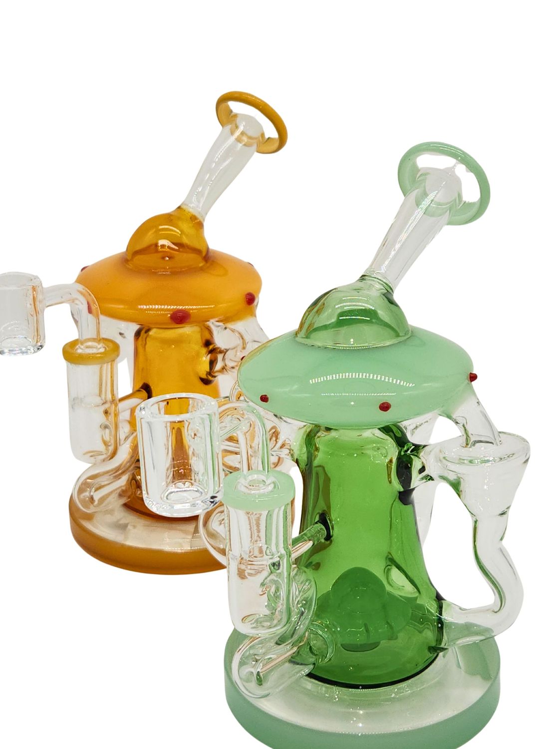 8" UFO Recycler w/ UFO Perc Amber or Green Spaceship