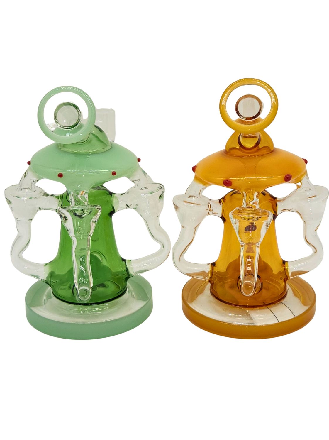 8" UFO Recycler w/ UFO Perc Amber or Green Spaceship 8" UFO Recycler w/ UFO Perc Amber or Green Spaceship