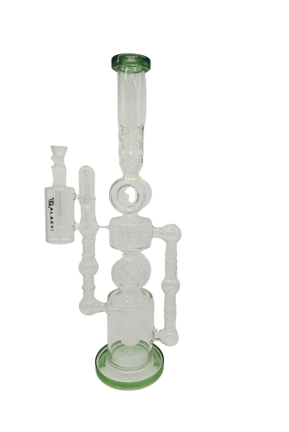 21" Dual Chamber Giant Recycler Dab Rig W/ Disco Ball Perc to Matrix Perc
