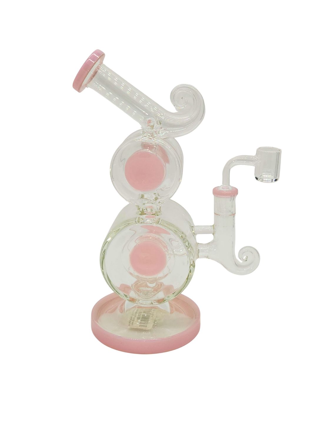 10" Pink Color Accented Dual Chamber Rig W/ Inline Large Dumbell Perc 10" Pink Color Accented Dual Chamber Rig W/ Inline Large Dumbell Perc