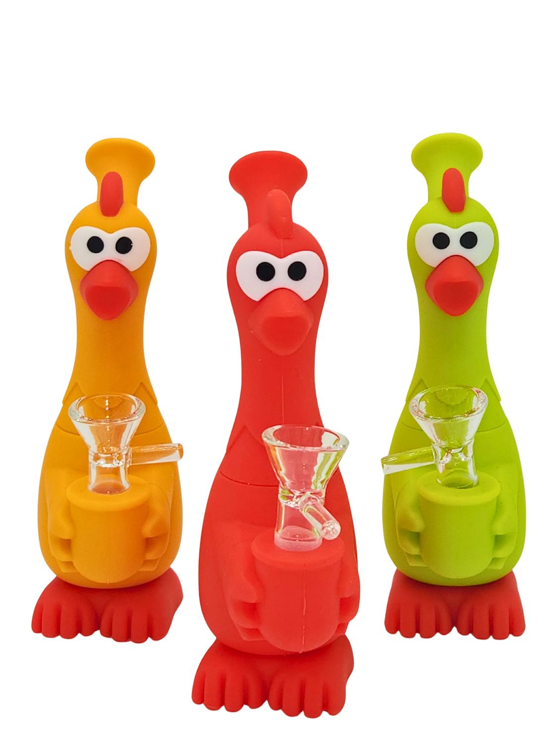 6" Silicone Screaming Chicken Water Pipe W/14mm Glass Bowl