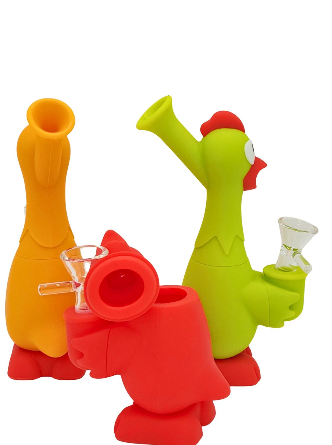 6" Silicone Screaming Chicken Water Pipe W/14mm Glass Bowl