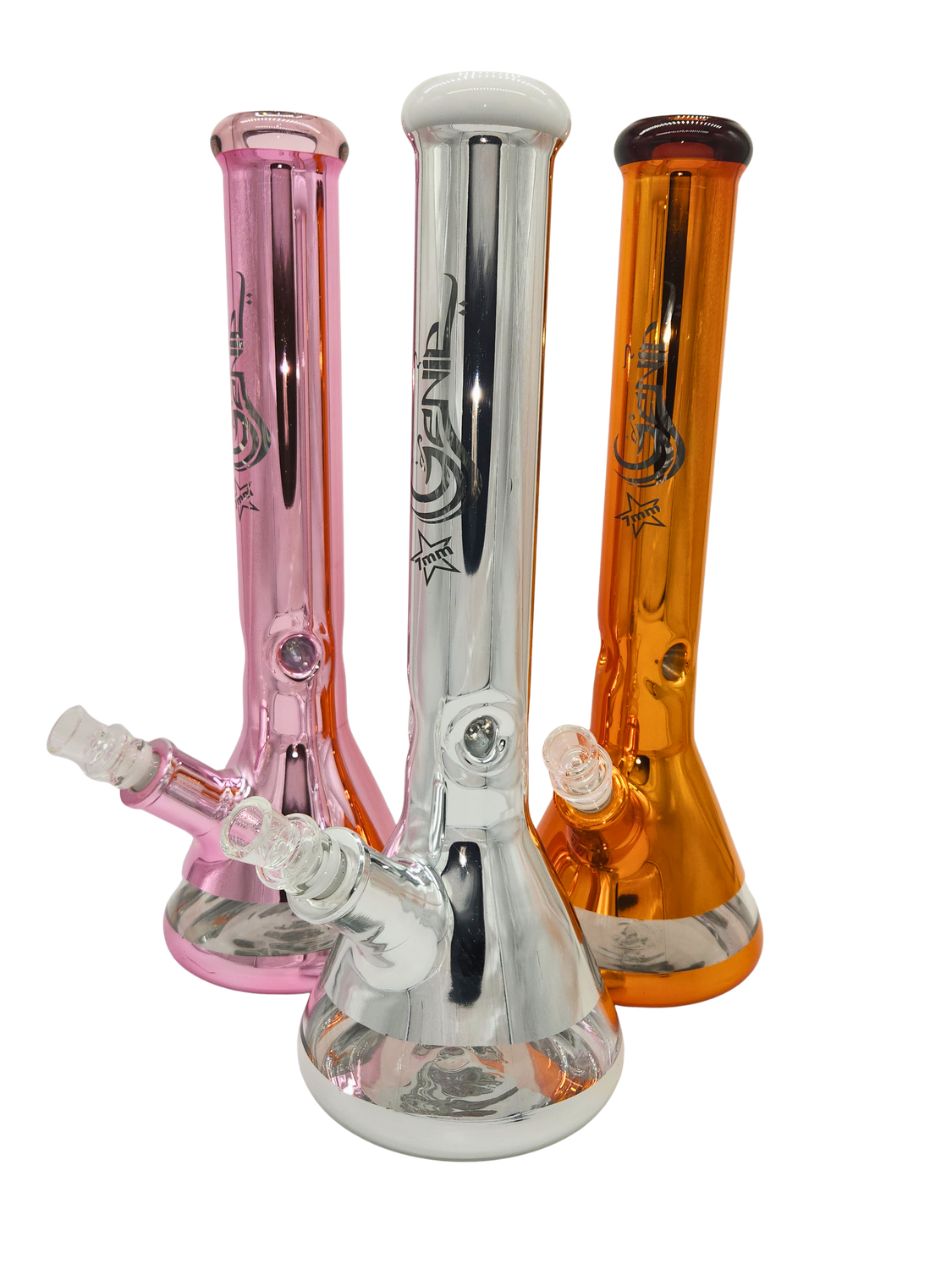 18" Electroplated Beaker Base Water Pipe Orange Or Pink Colored Electroplating 18" Electroplated Beaker Base Water Pipe Orange Or Pink Colored Electroplating