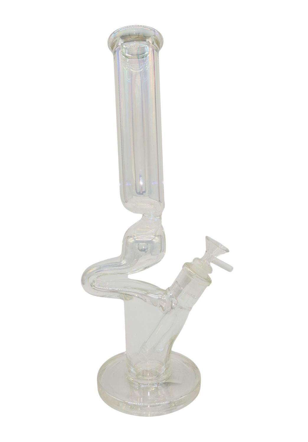 14" Color Accended Wavy Zong Iridescent Straight Tube