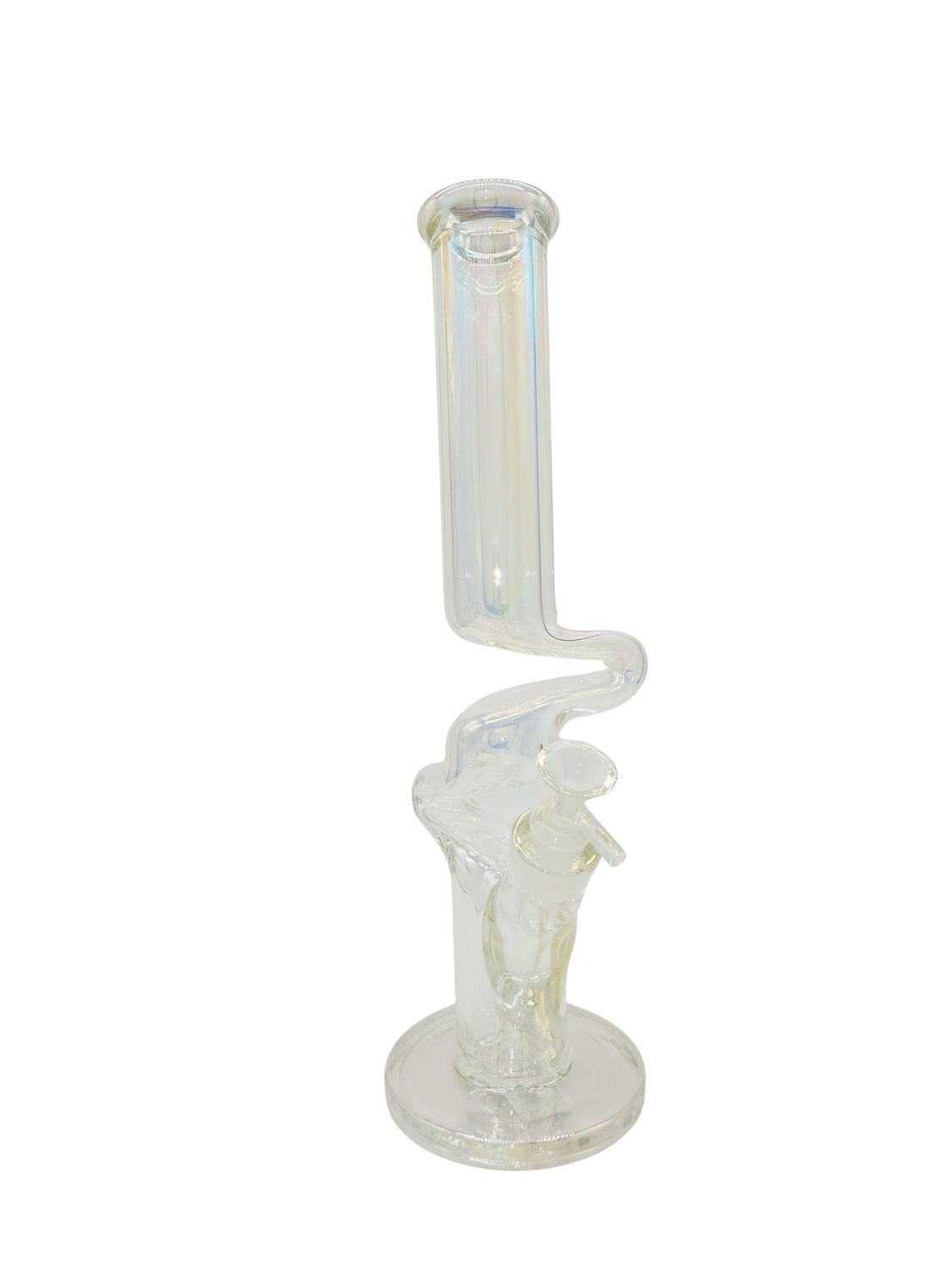 14" Color Accended Wavy Zong Iridescent Straight Tube