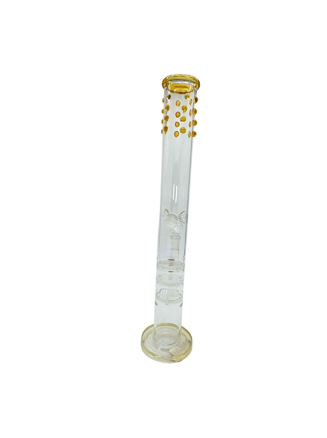 18" Beaded Straight Tube W/ Triple Honeycomb Perc