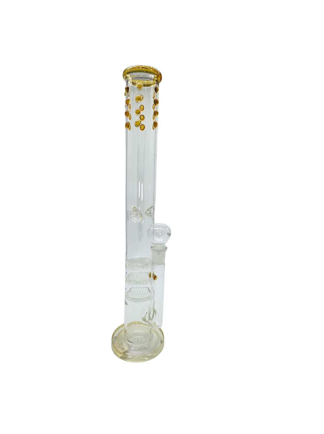 18" Beaded Straight Tube W/ Triple Honeycomb Perc 18" Beaded Straight Tube W/ Triple Honeycomb Perc