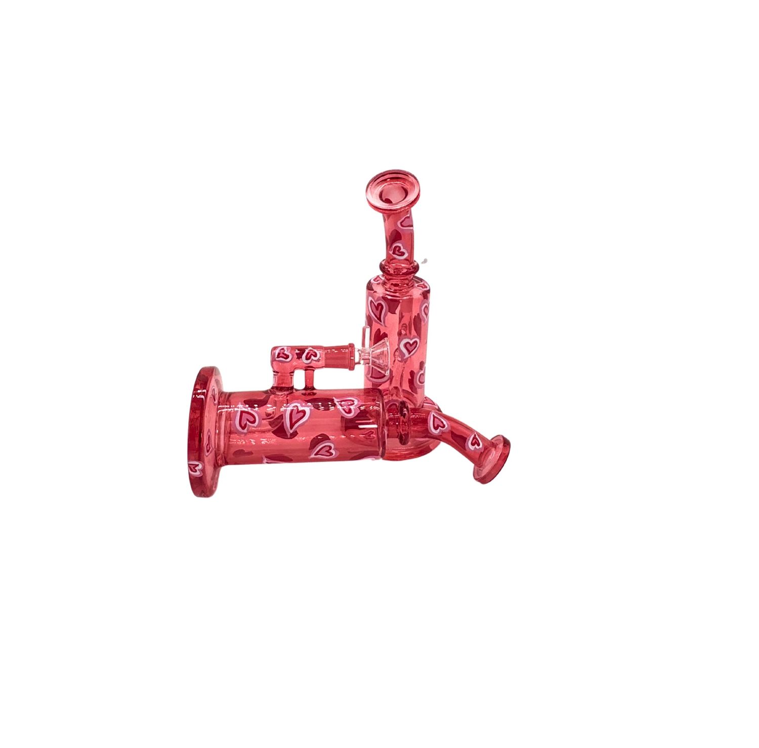 9" Straight Tube W\ Angled Neck  Red Heart Pipe