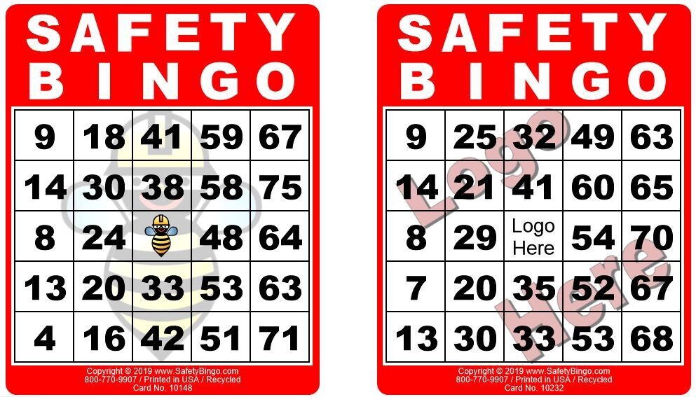 Color 3x4 SAFETY BINGO Cards (Pack of 100)