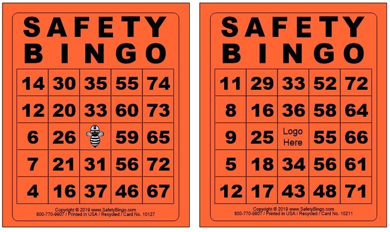 BW 4x5 SAFETY BINGO Cards (Pack of 250)