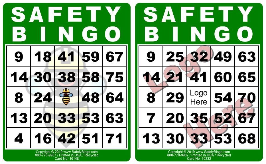 Color 4x5 SAFETY BINGO Cards (Pack of 100)