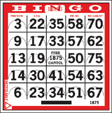 4x4 PUSHOUT BINGO Cards (Pack of 250)