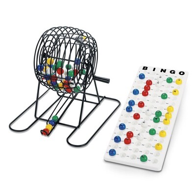 8 inch Mini Cage and Bingo Balls with Holder
