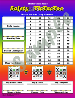 Safety TicTacToe Master Game Board (See sizes)
