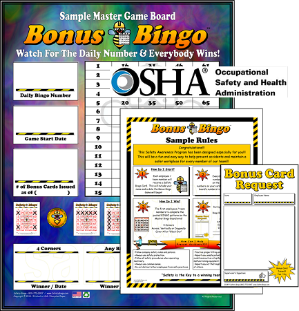 Safety &quot;Bonus&quot; Bingo Program with Admin Materials (OSHA)
