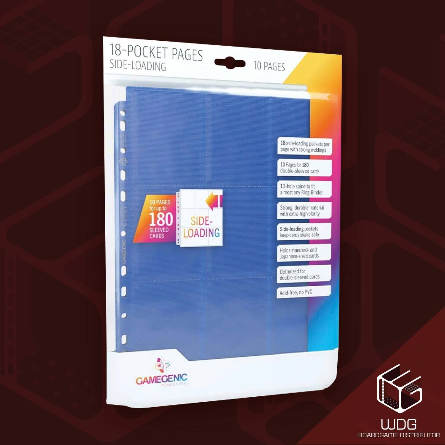 GAMEGENIC Sideloading 18-Pocket Pages 10 Pcs Pack Blue