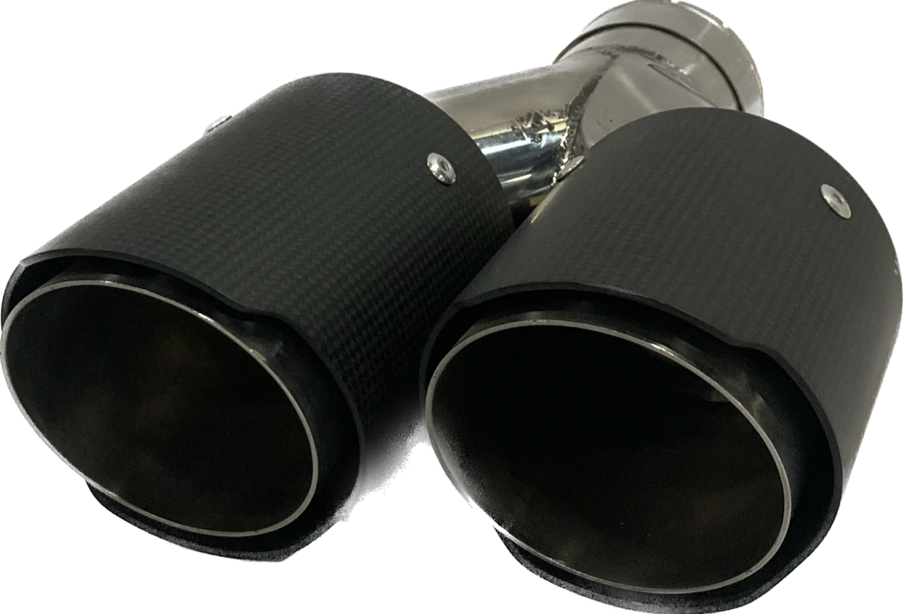 Carbon/Chrome Sierstuk 76mm Dubbel Rechts