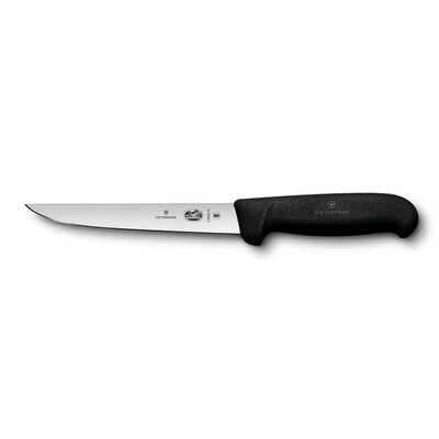 Victorinox Boning Knife, 15cm, Straight, Wide Blade, Fibrox - Black