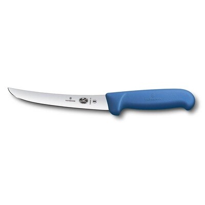 Victorinox Boning Knife, 15cm Curved, Wide Blade, Fibrox - Blue