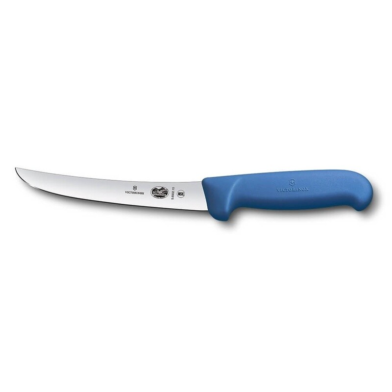Victorinox Boning Knife, 15cm Curved, Wide Blade, Fibrox - Blue