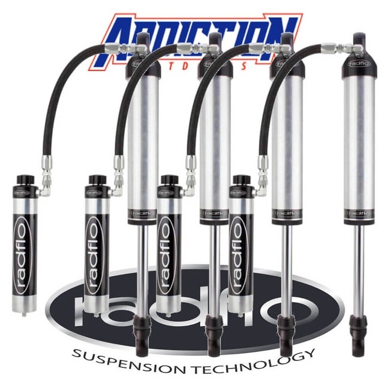 Radflo 2.5 Remote Reservoir With Compresion Adjusters 3-4&quot; Lift Set - Nissan Patrol GU Y61 1998-2016