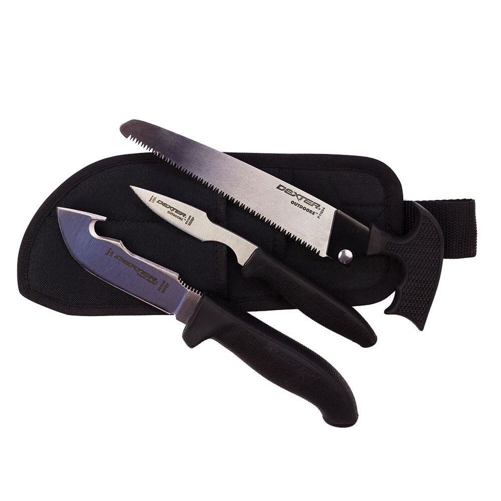 Dexter Russell SofGrip 3 Piece Big Game Kit Set Combo Skinning Knife Caping Knife Bone Saw Nylon Sheath