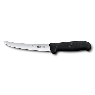 Victorinox Boning Knife, 15cm Curved, Wide Blade, Fibrox - Black