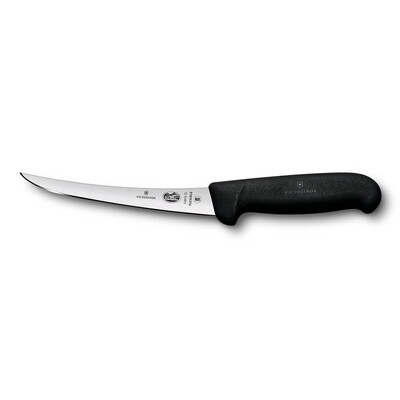 Victorinox Boning Knife, 15cm Curved, Flexible Narrow Blade, Fibrox - Black