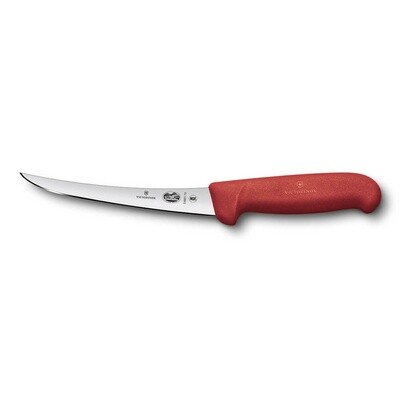 Victorinox Boning Knife, 15cm Curved, Narrow Blade, Fibrox - Red