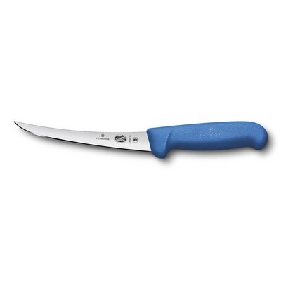 Victorinox Boning Knife, 15cm Curved, Narrow Blade, Fibrox - Blue