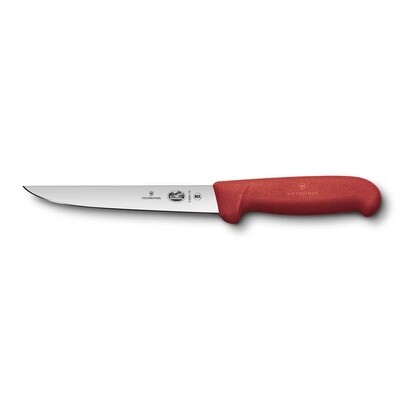 Victorinox Boning Knife, 15cm, Straight, Wide Blade, Fibrox - Red