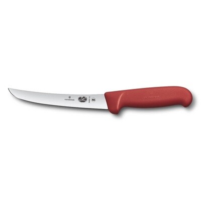 Victorinox Boning Knife, 15cm Curved, Wide Blade, Fibrox - Red