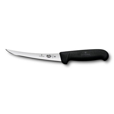 Victorinox Boning Knife, 15cm Curved, Narrow Blade, Fibrox - Black