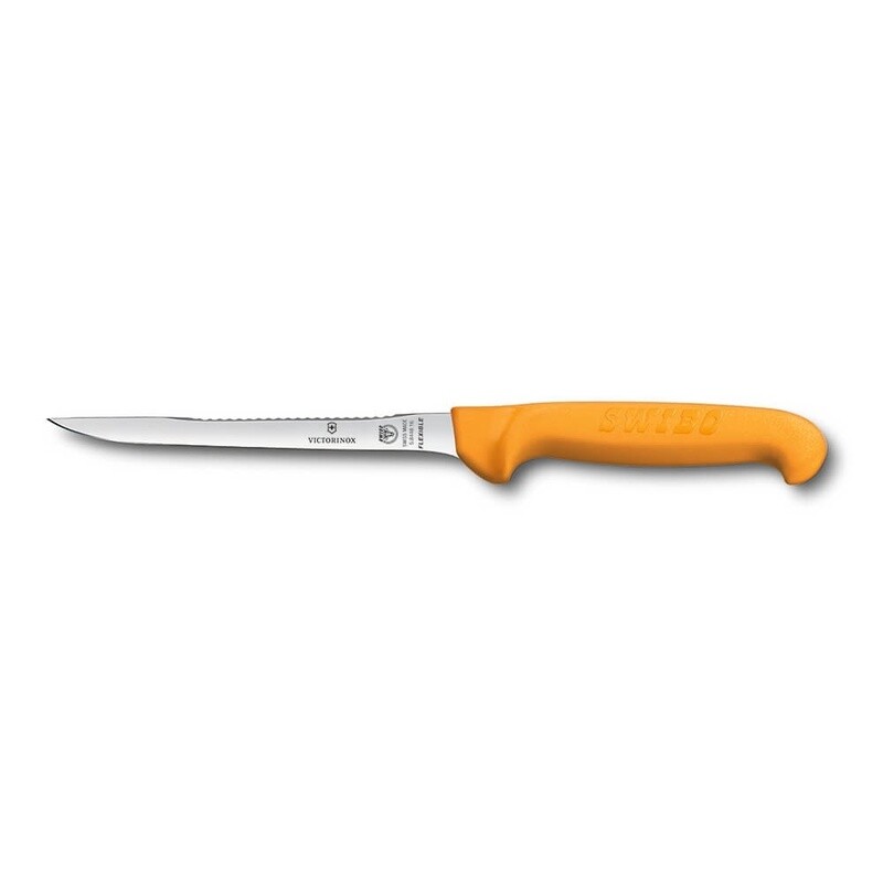 Swibo Filleting Knife 16cm Flex Blade, Narrow Handle with Scaler back
