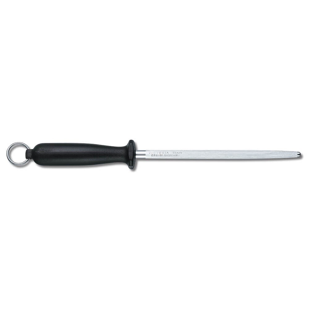 Domestic Sharpening Steel,18cm,Round,Middle Fine Cut,Black