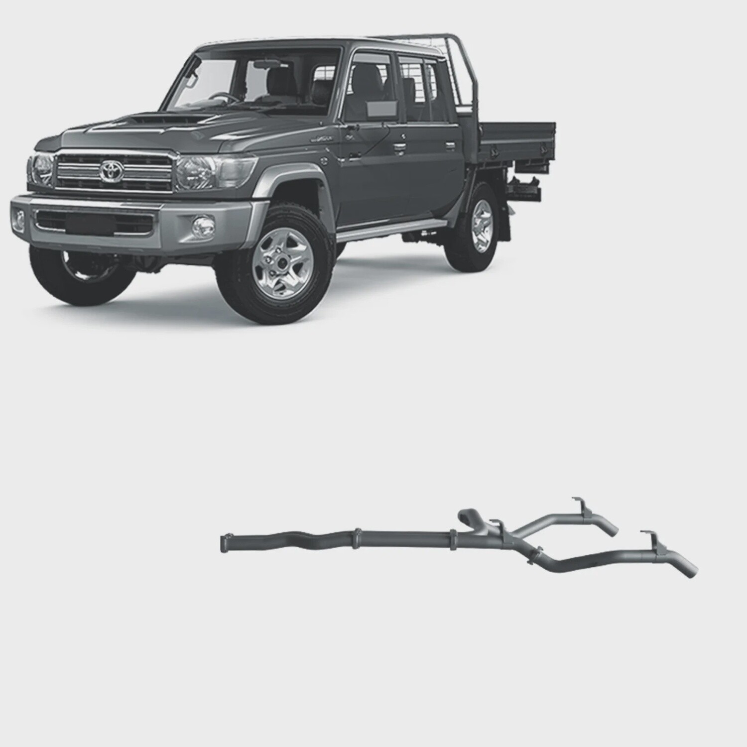 Redback Extreme Duty Twin Exhaust for Toyota Landcruiser 79 Series Single and Double Cab (11/2016 - on), Muffler Option: Pipe Only