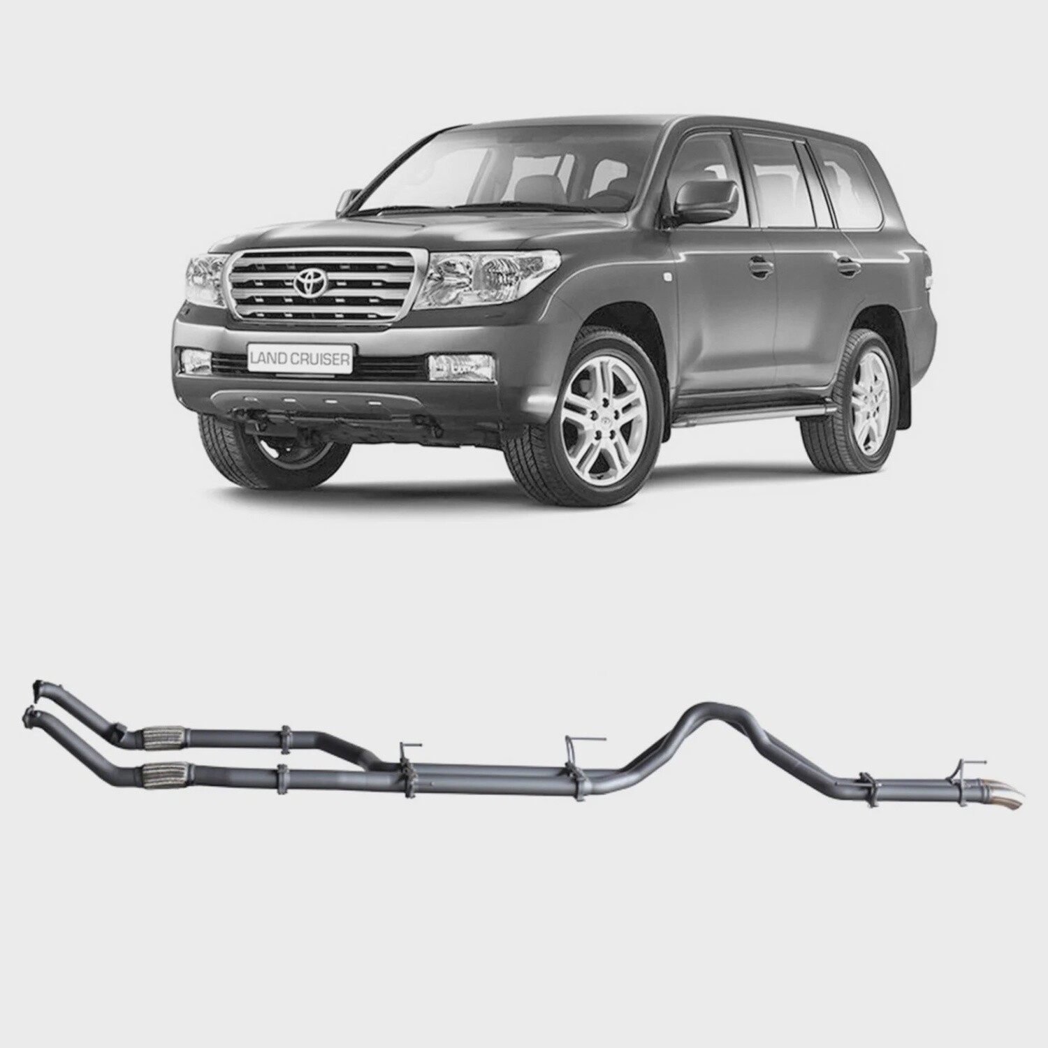 Redback Extreme Duty Exhaust for Toyota Landcruiser 200 Series 4.5L V8 (11/2007 - 09/2015), Muffler Option: Pipe Only, High Flow Cat: Without