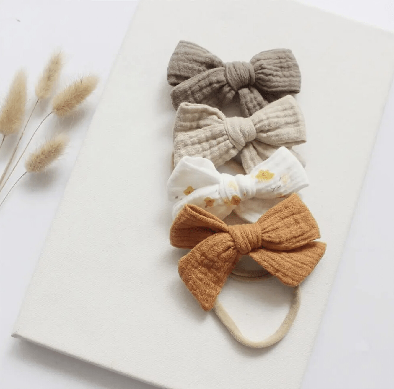 Baby Cotton Gauze Butterfly Hair Bands 4pcs/set
