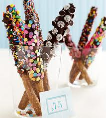 Pretzel Rods Covered in Chocolate With Sprinkles