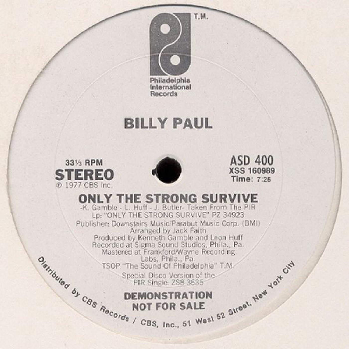 Digital Download. Only the strong survive (Special 12&quot; Mix) 96khz/24bit wav 7:25