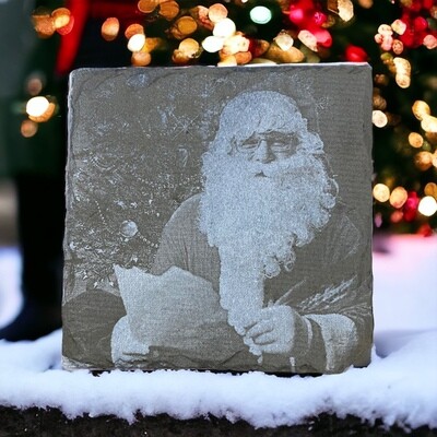 Santa Claus Square Slate Coasters