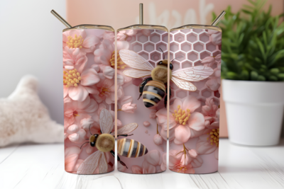 Pink Honeybee 20 or 30 oz Sublimation Tumbler