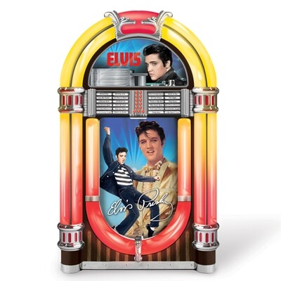 Elvis Presley Rock Forever Juke Box With Songs Statue