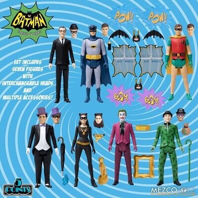 Batman (1966) 5 Points Deluxe Boxed Set with 7 Action Figures, Batcave Diorama and Batmobile