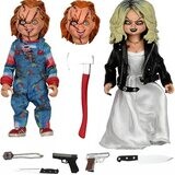 Figurines d&#39;Action La Fiancé de Chucky Ensemble de 2 Chucky et Tiffany Échelle 8 pouces Avec Vêtements en Tissus